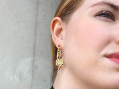 Engraved Disc Double Hoop Earrings - Allyanna GiftsMONOGRAM + ENGRAVING