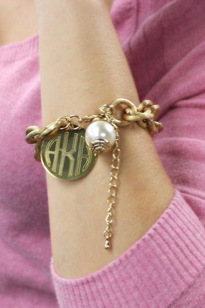 Engraved Link Pearl Bracelet - Allyanna GiftsMONOGRAM + ENGRAVING