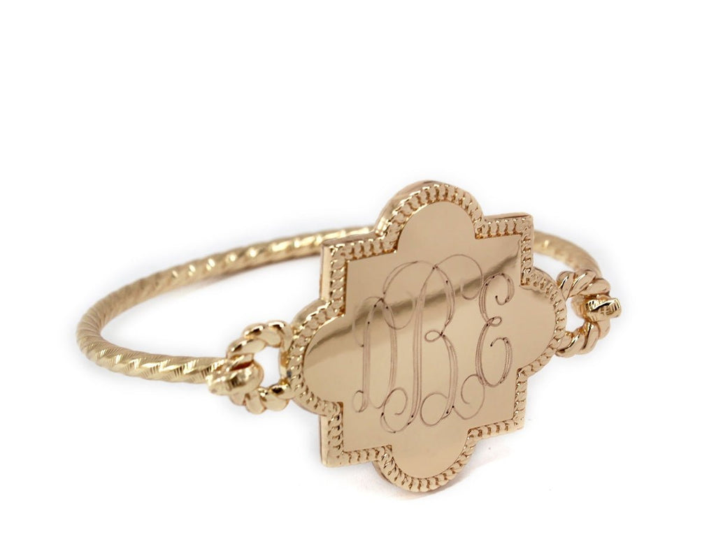 Engraved Quatrefoil Bracelet - Allyanna GiftsMONOGRAM + ENGRAVING