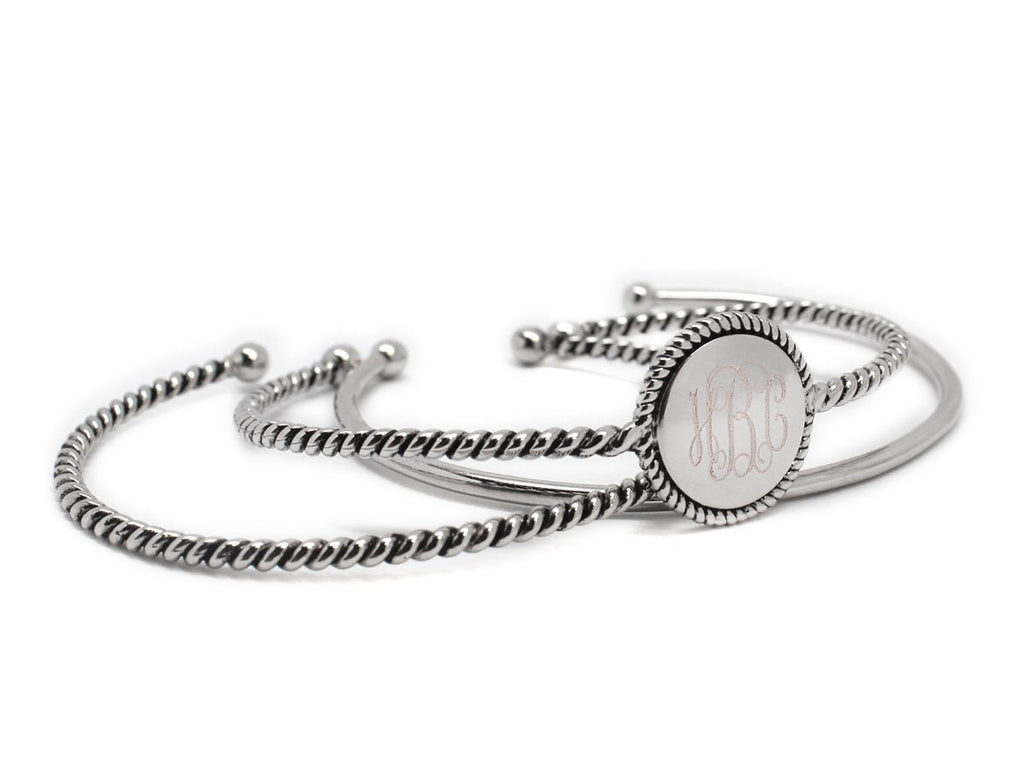 Engraved Triple Rope Bangle Bracelet - Allyanna GiftsMONOGRAM + ENGRAVING