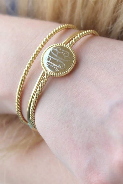 Engraved Triple Rope Bangle Bracelet - Allyanna GiftsMONOGRAM + ENGRAVING