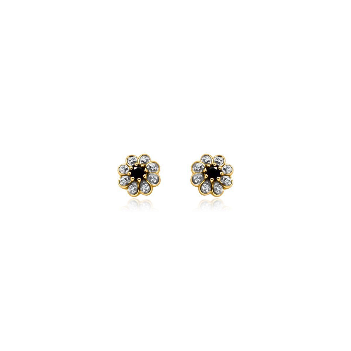 Flower CZ Black Onyx Earrings - Allyanna Gifts