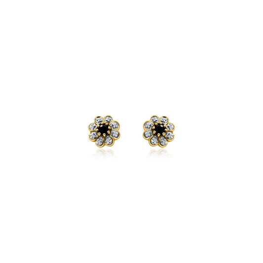 Flower CZ Black Onyx Earrings - Allyanna Gifts