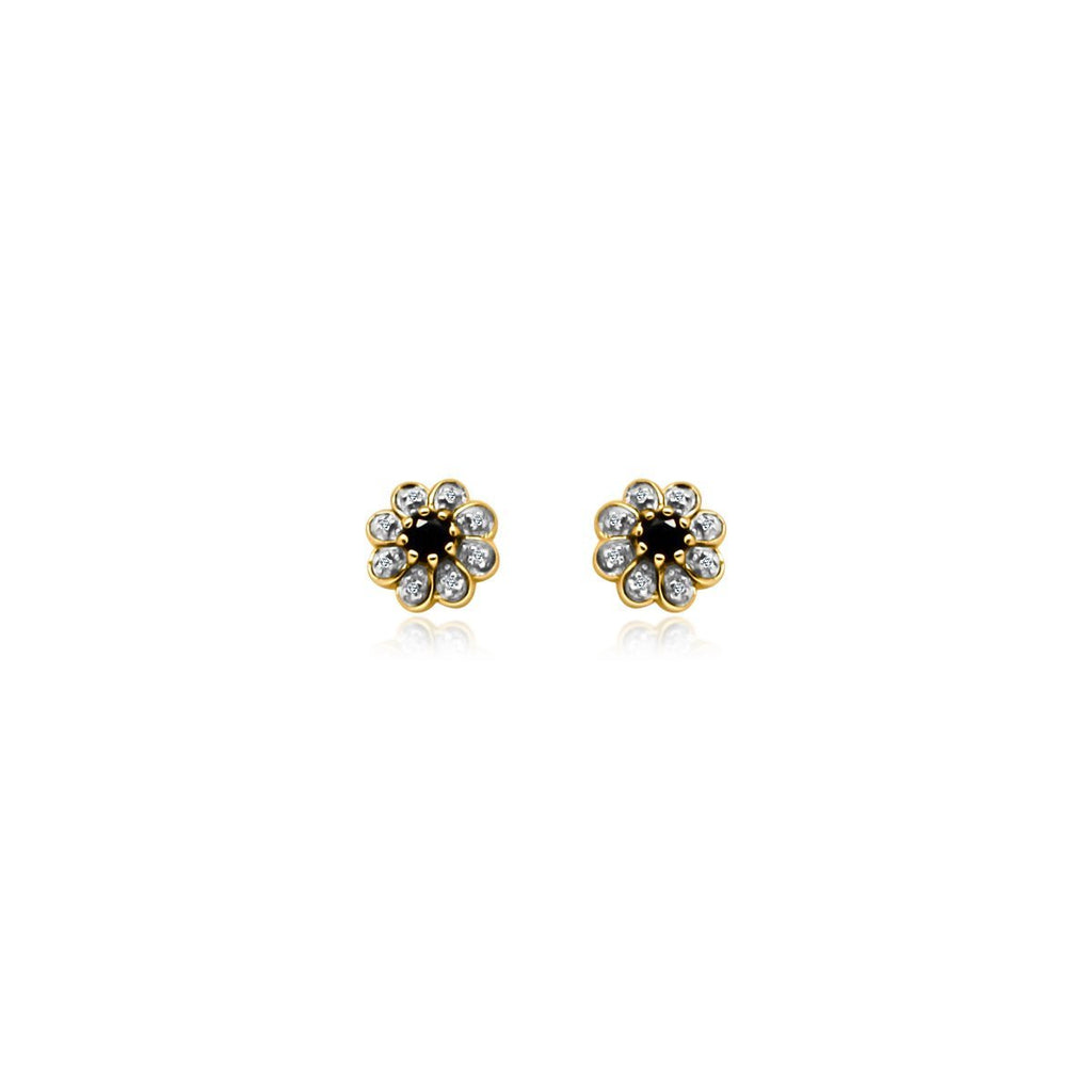 Flower CZ Black Onyx Earrings - Allyanna Gifts