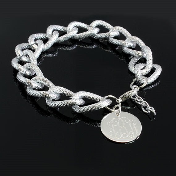 Frosted Chain Charm Bracelet - Allyanna GiftsMONOGRAM + ENGRAVING
