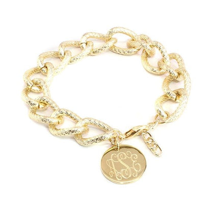 Frosted Chain Charm Bracelet - Allyanna GiftsMONOGRAM + ENGRAVING