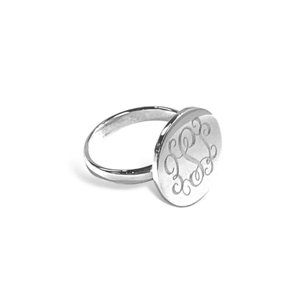 German Silver Circle Disk Engravable Ring - Allyanna Gifts
