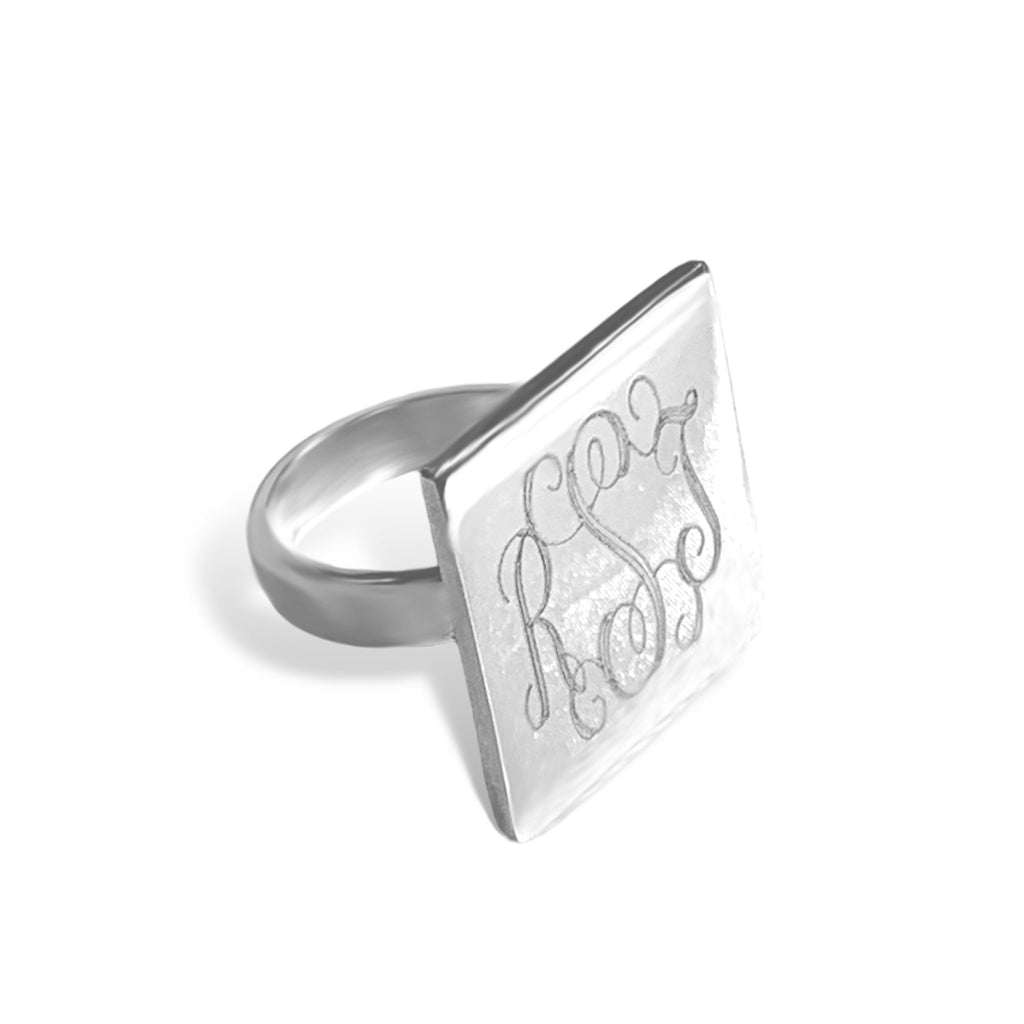 German Silver Engravable Square Ring - Allyanna Gifts