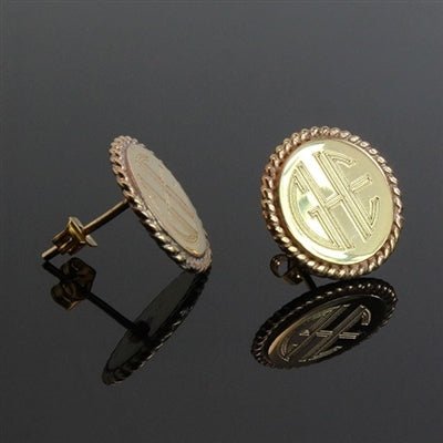 German Silver Monogram Earrings - Allyanna GiftsMONOGRAM + ENGRAVING