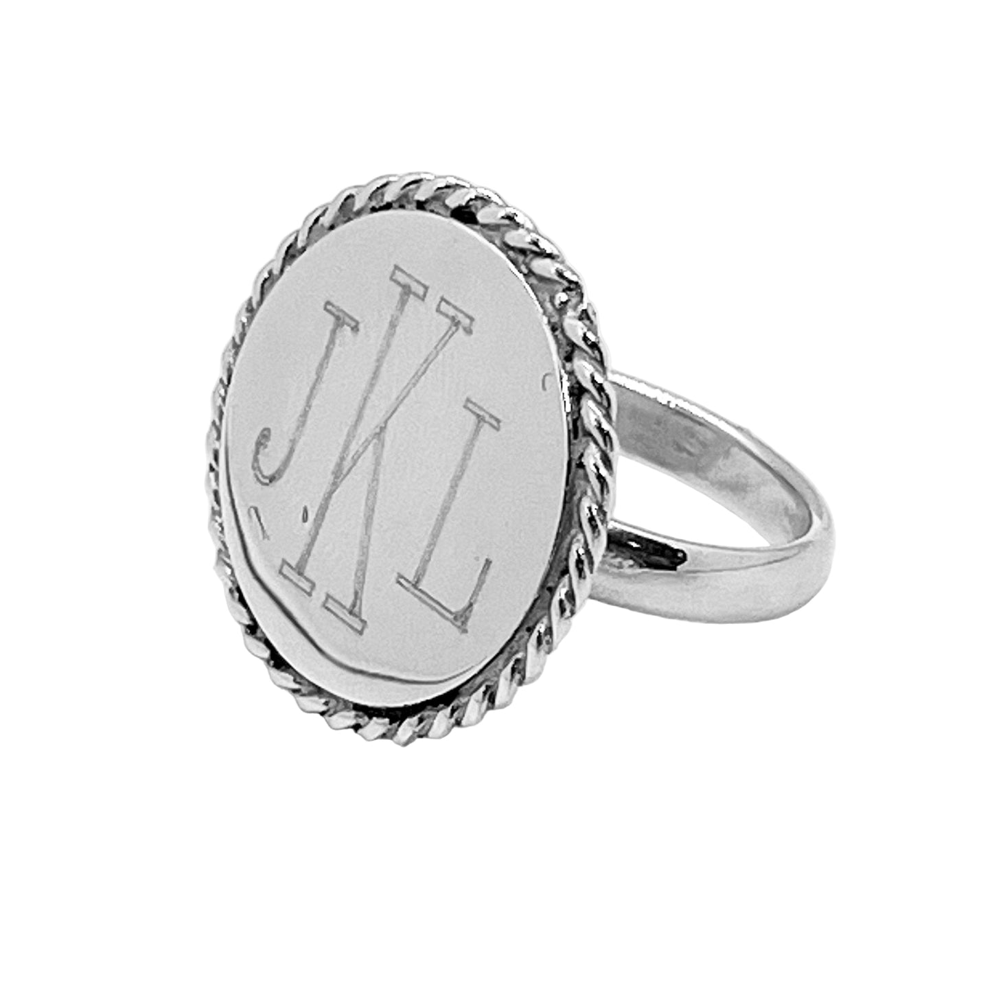 German Silver Round Engravable Ring with Rope Edge - Allyanna Gifts