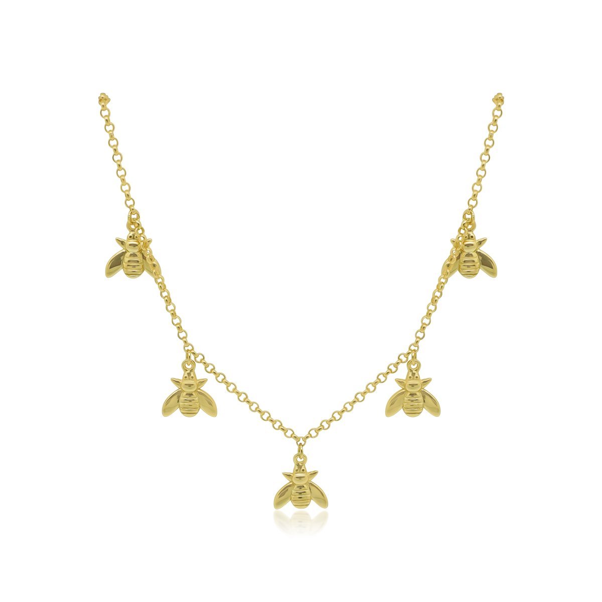 Gold Bee Dangle Station Necklace - Allyanna Gifts