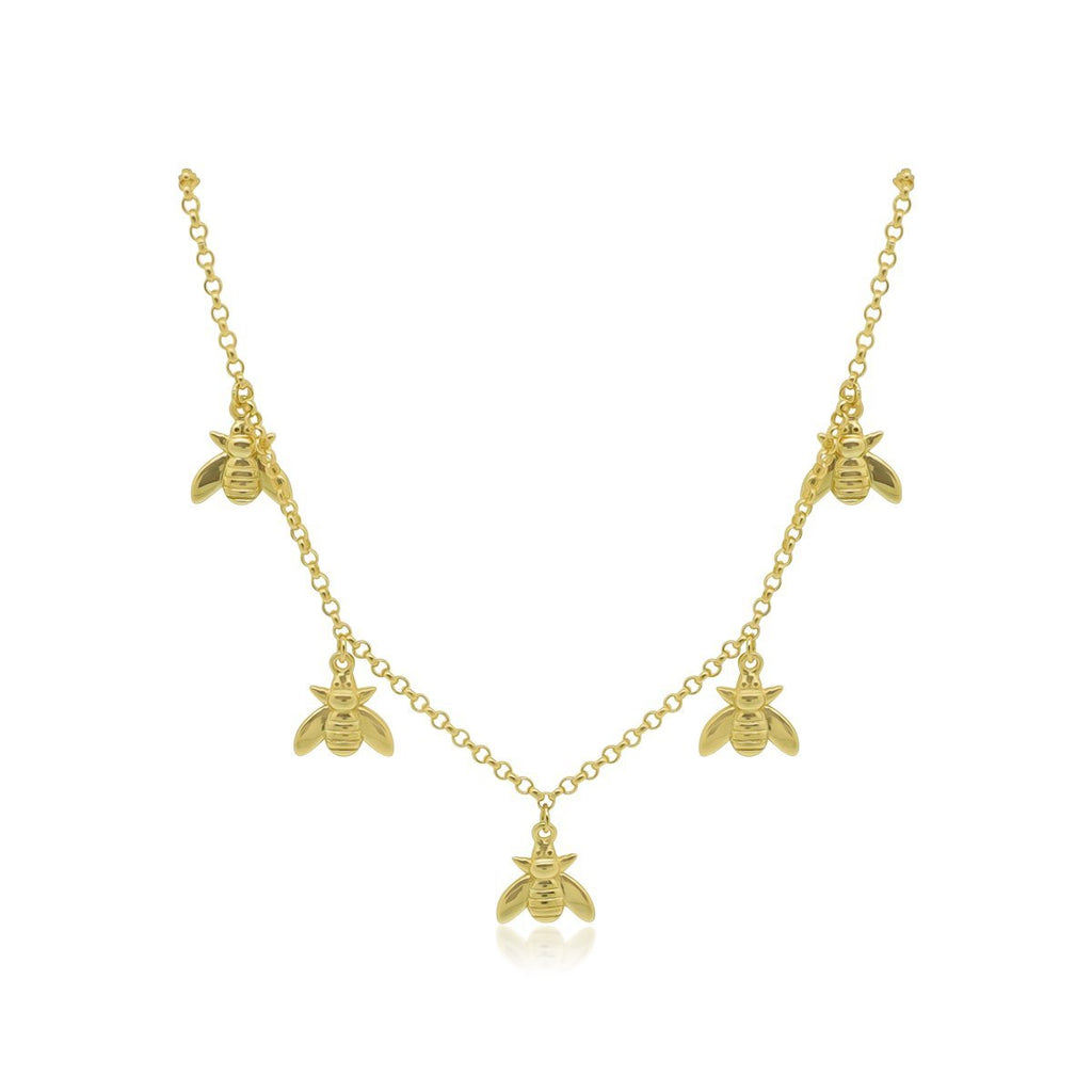 Gold Bee Dangle Station Necklace - Allyanna Gifts