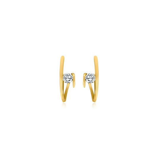 Gold CZ Twisted Earrings - Allyanna Gifts