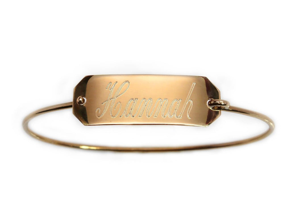 Gold Engravable German Silver Bar Bangle Bracelet - Allyanna GiftsMONOGRAM + ENGRAVING