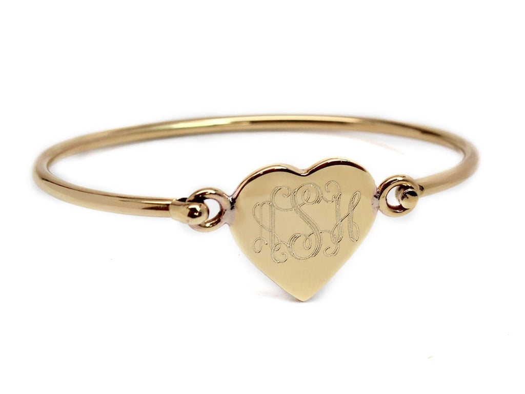 Gold Heart Engravable German Silver Bracelet - Allyanna GiftsMONOGRAM + ENGRAVING