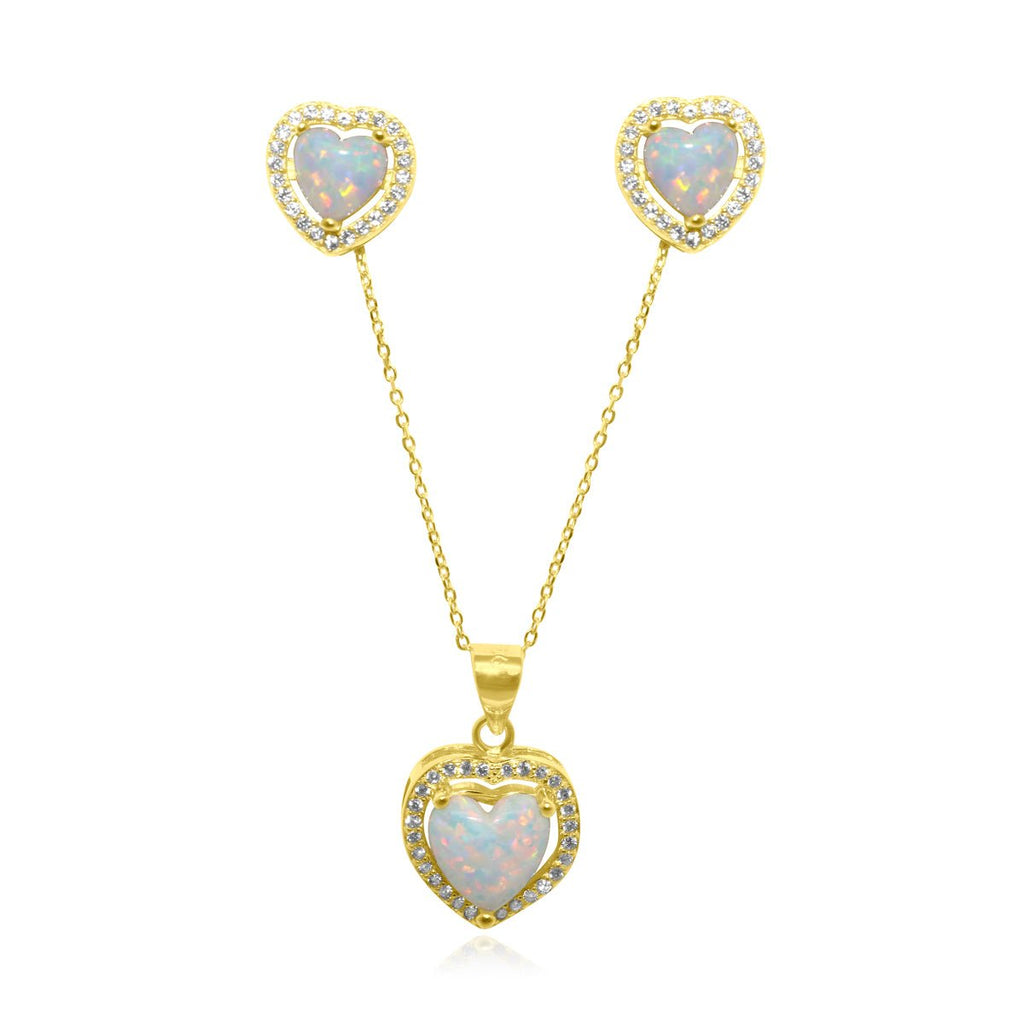 Gold Opal Heart Set - Allyanna GiftsNECKLACE