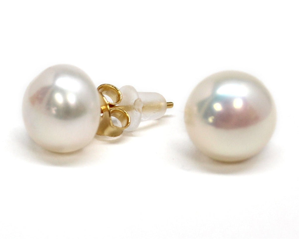 Gold Sterling Silver CZ Earrings w/ Pearl Studs - Allyanna GiftsMONOGRAM + ENGRAVING