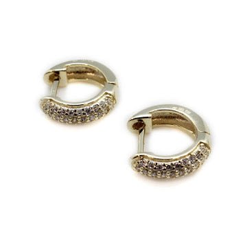 Half CZ Stone Detailed Small Hoop Earrings - Allyanna GiftsEARRINGS