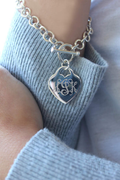 Heart Disc German Silver Bracelet - Allyanna GiftsMONOGRAM + ENGRAVING