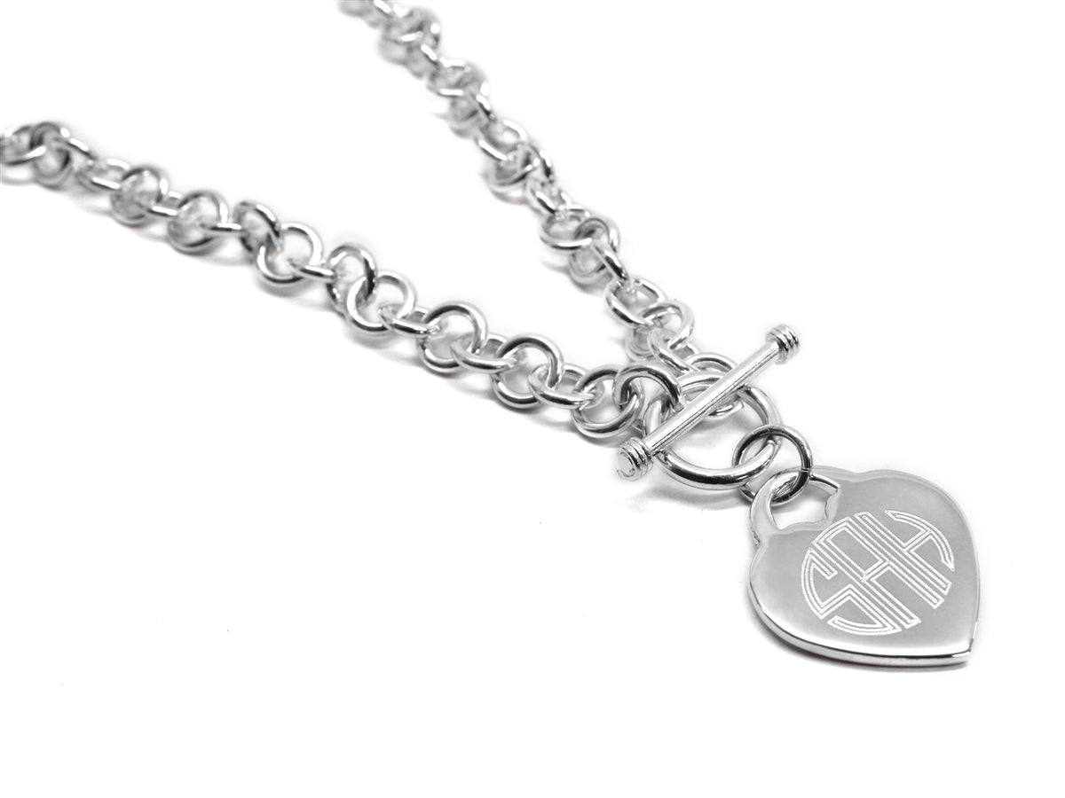 Heart Disc German Silver Necklace - Allyanna GiftsMONOGRAM + ENGRAVING