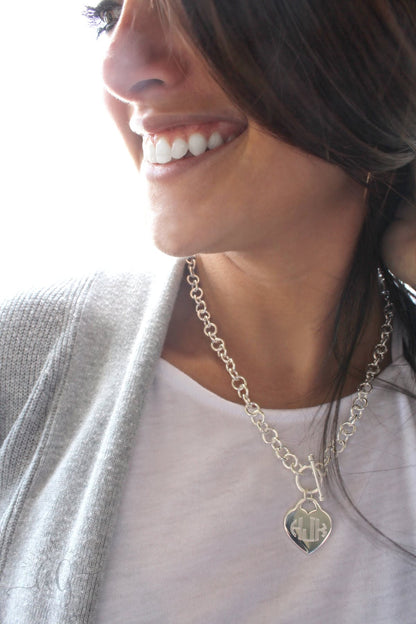Heart Disc German Silver Necklace - Allyanna GiftsMONOGRAM + ENGRAVING