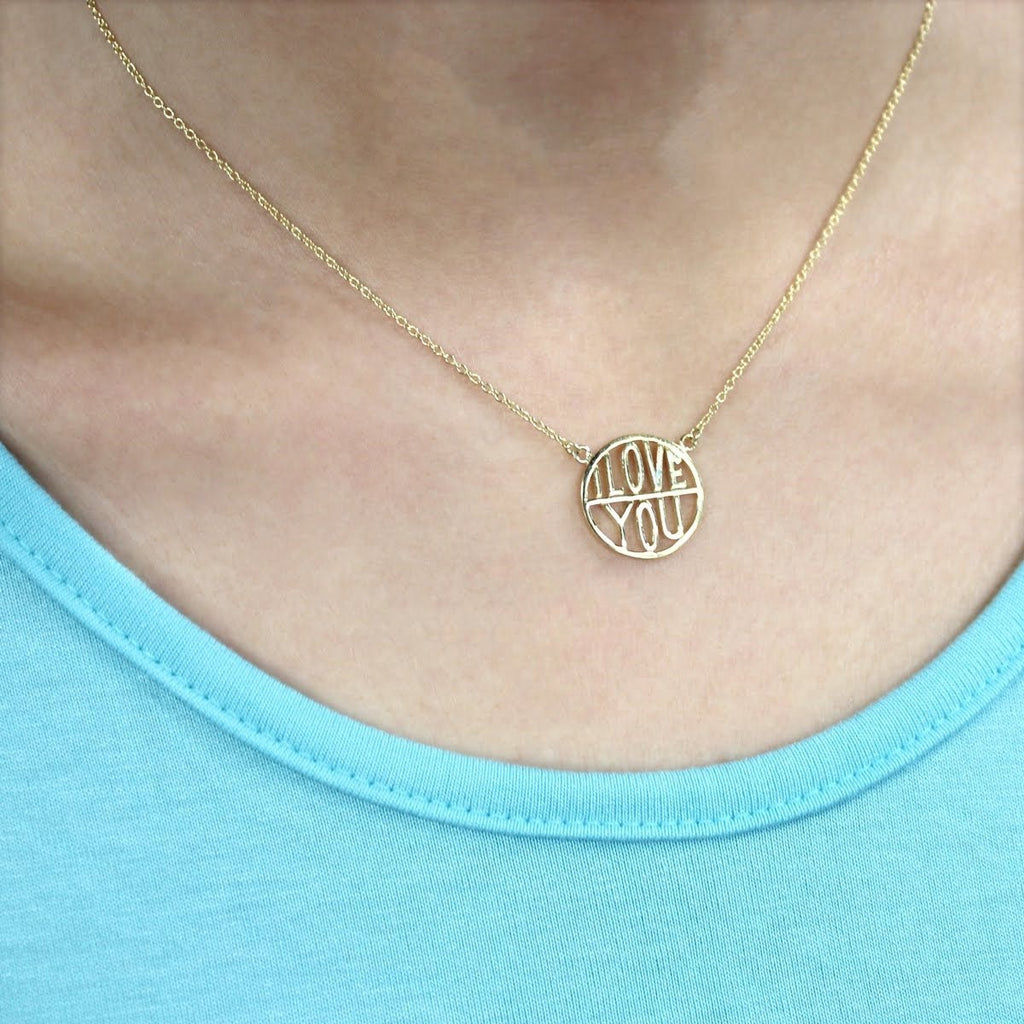 "I Love You" Sterling Silver Cut-Out Necklace - Allyanna GiftsJEWELRY