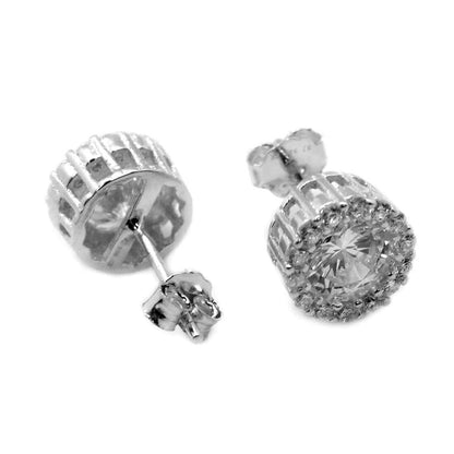 Large CZ Sparkly Halo Post Earrings - Allyanna GiftsEARRINGS