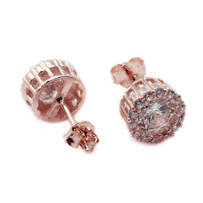 Large CZ Sparkly Halo Post Earrings - Allyanna GiftsEARRINGS
