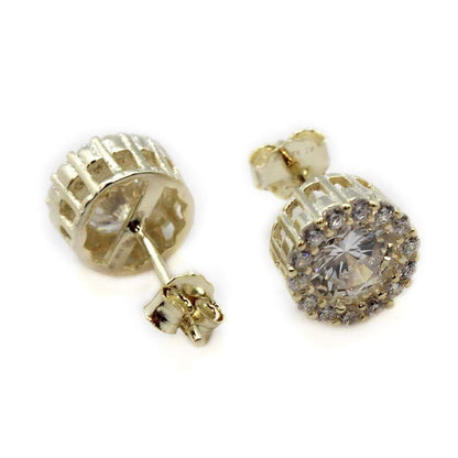 Large CZ Sparkly Halo Post Earrings - Allyanna GiftsEARRINGS
