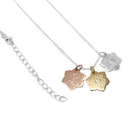 Large Floral Disc Necklace - Allyanna GiftsMONOGRAM + ENGRAVING