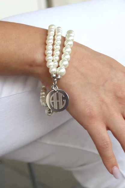 Layered Pearl Bracelet - Allyanna GiftsMONOGRAM + ENGRAVING