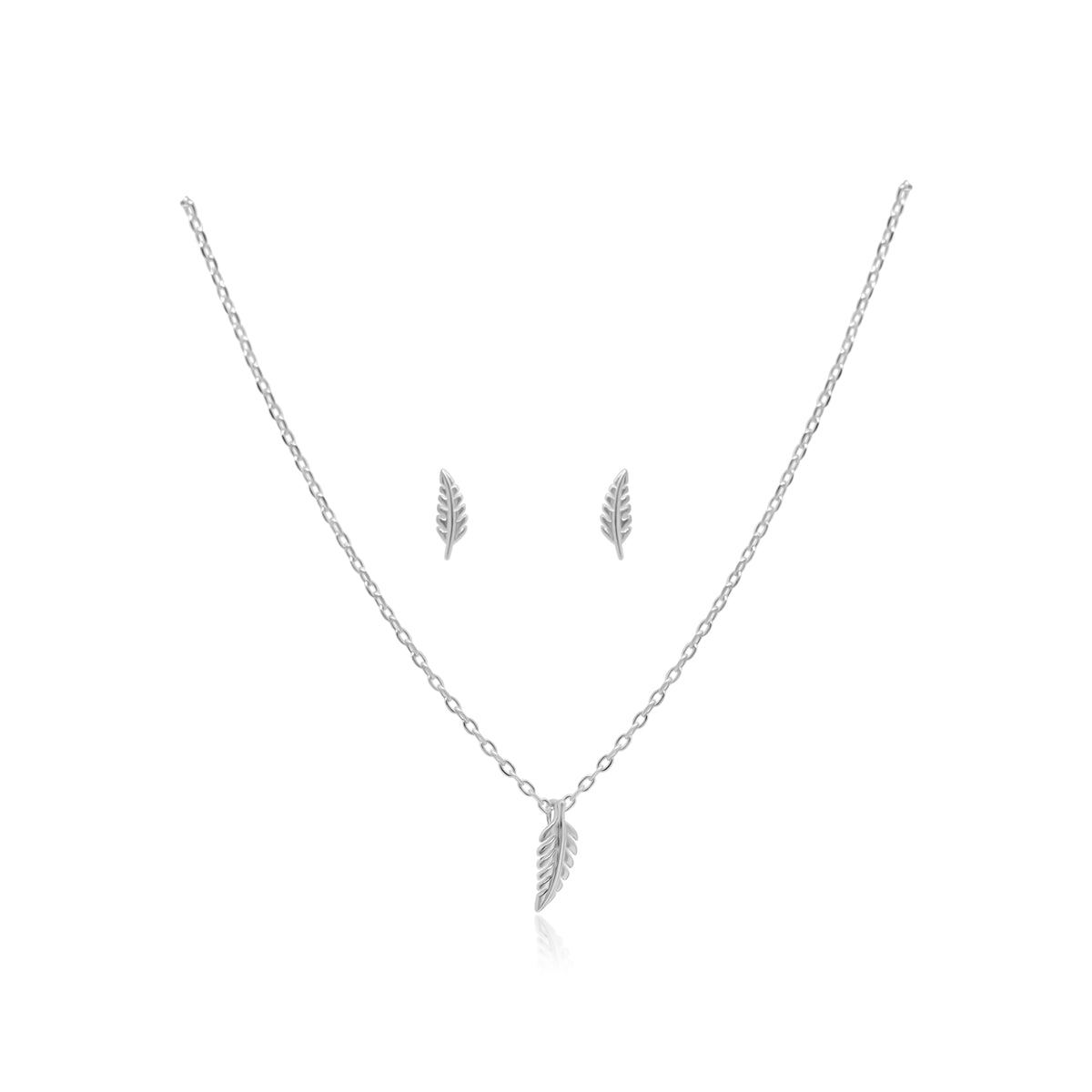 Leaf Station Necklace and Stud Earring Set - Allyanna GiftsNECKLACE