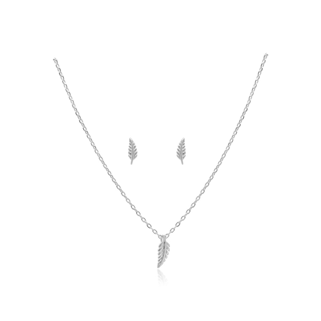Leaf Station Necklace and Stud Earring Set - Allyanna GiftsNECKLACE