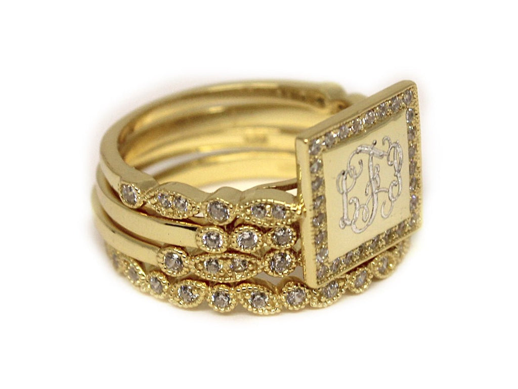 Leslie Gold Stackable Ring Set - Allyanna GiftsMONOGRAM + ENGRAVING