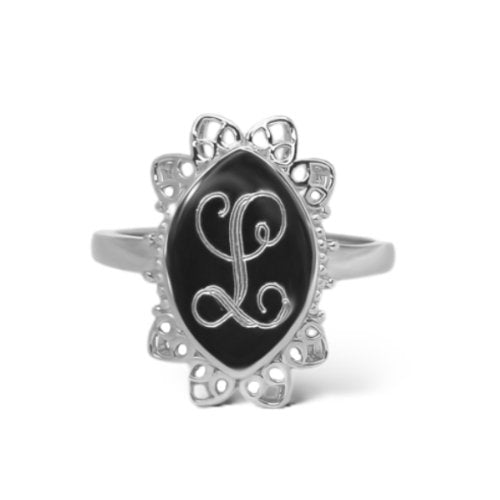 Long Oval Flower Engravable Ring - Allyanna GiftsRINGS