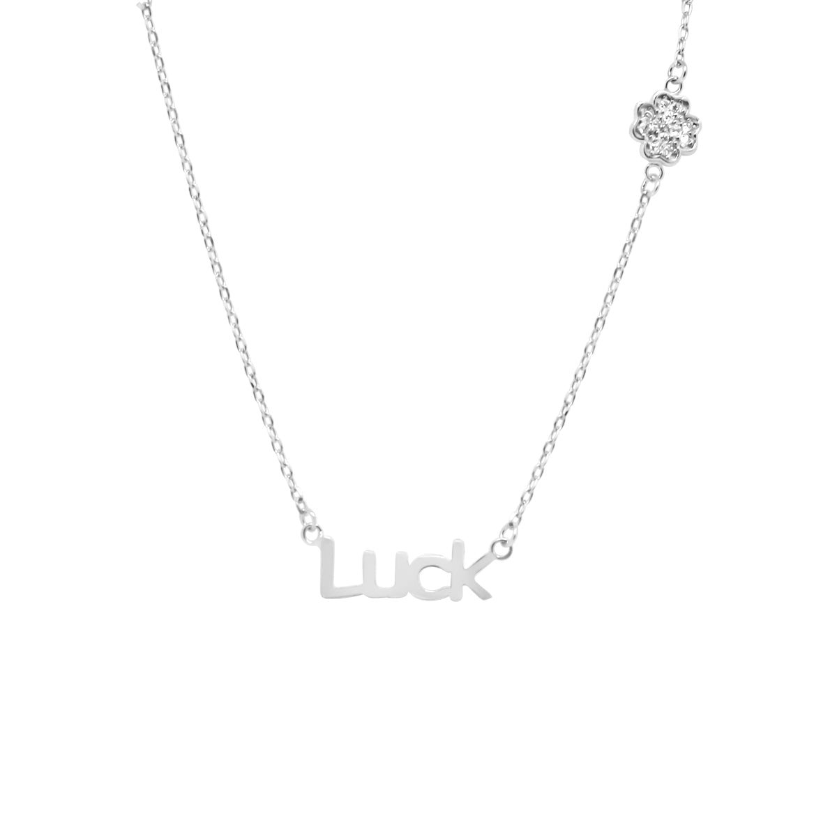 Luck Necklace with Cz Four Leaf Clover - Allyanna Gifts