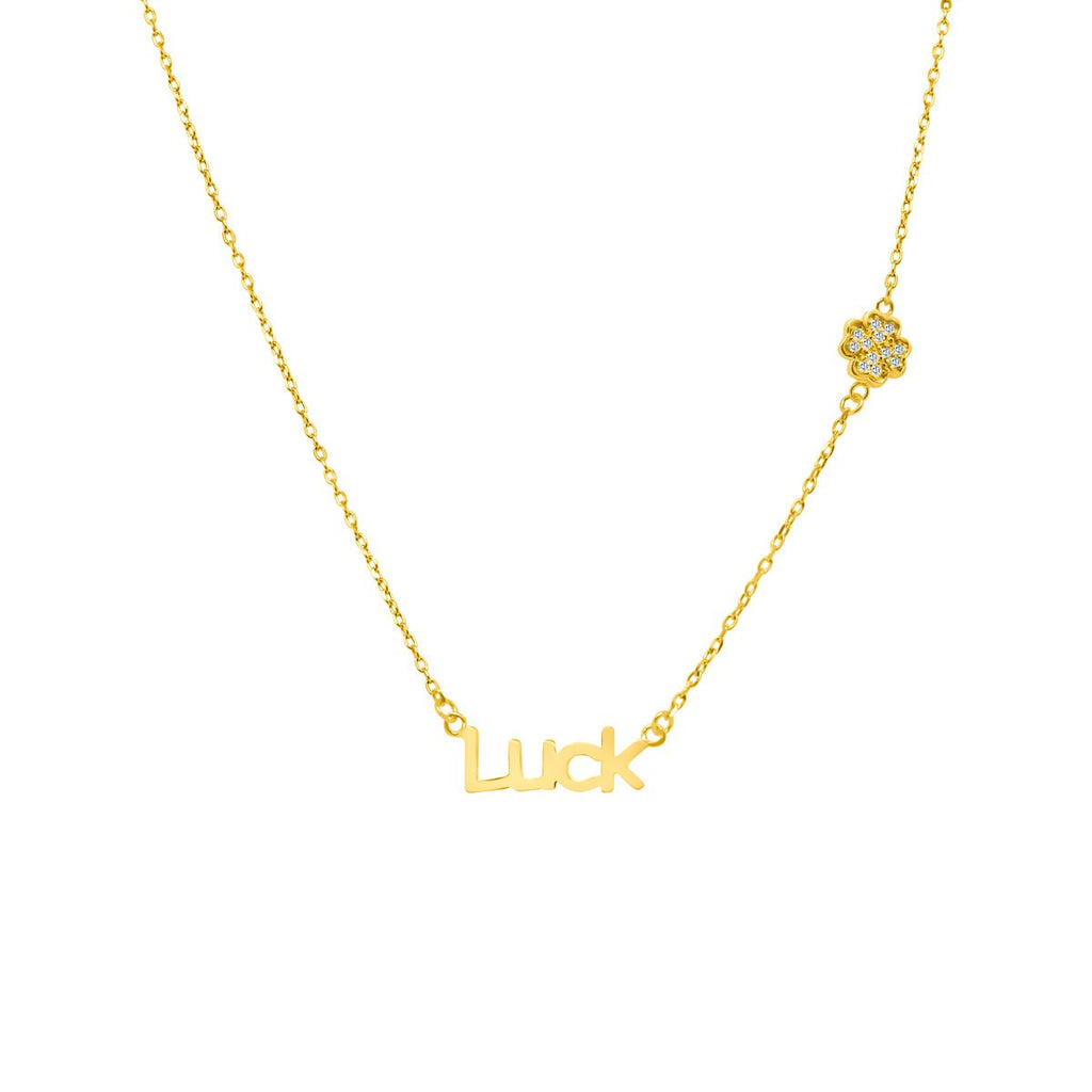 Luck Necklace with Cz Four Leaf Clover - Allyanna Gifts