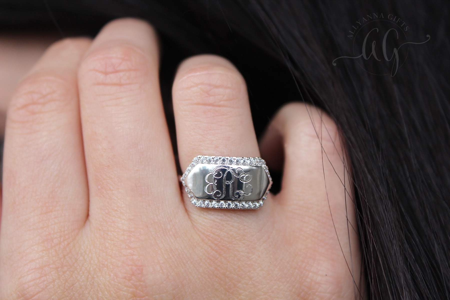 Mariah CZ Bar Ring - Allyanna GiftsMONOGRAM + ENGRAVING
