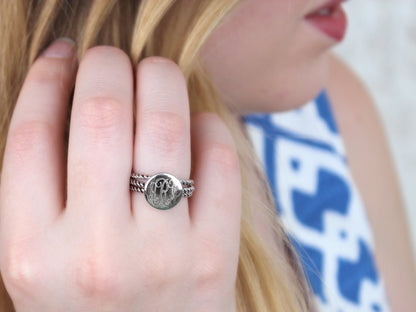 Monogrammed Andrea Triple Rope Ring - Allyanna GiftsMONOGRAM + ENGRAVING