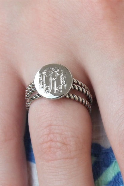 Monogrammed Andrea Triple Rope Ring - Allyanna GiftsMONOGRAM + ENGRAVING