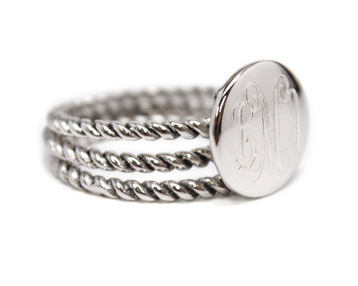 Monogrammed Andrea Triple Rope Ring - Allyanna GiftsMONOGRAM + ENGRAVING