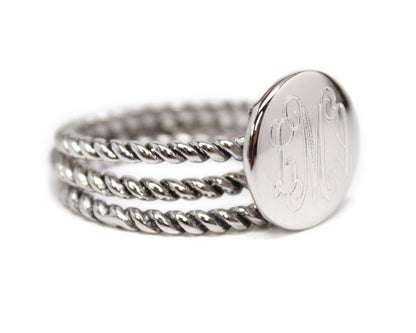 Monogrammed Andrea Triple Rope Ring - Allyanna GiftsMONOGRAM + ENGRAVING