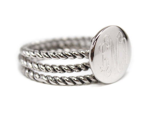 Monogrammed Andrea Triple Rope Ring - Allyanna GiftsMONOGRAM + ENGRAVING