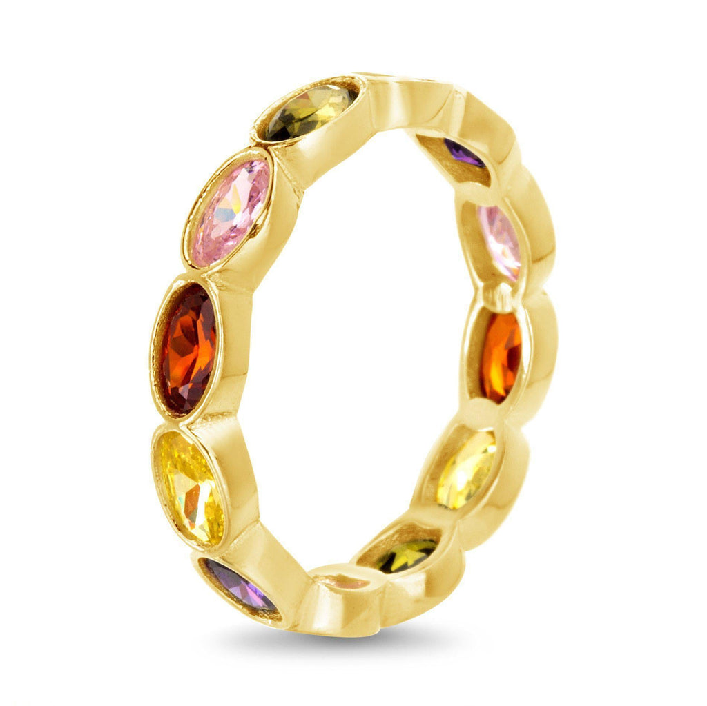 Multicolored CZ Oval Band Ring - Allyanna GiftsRINGS