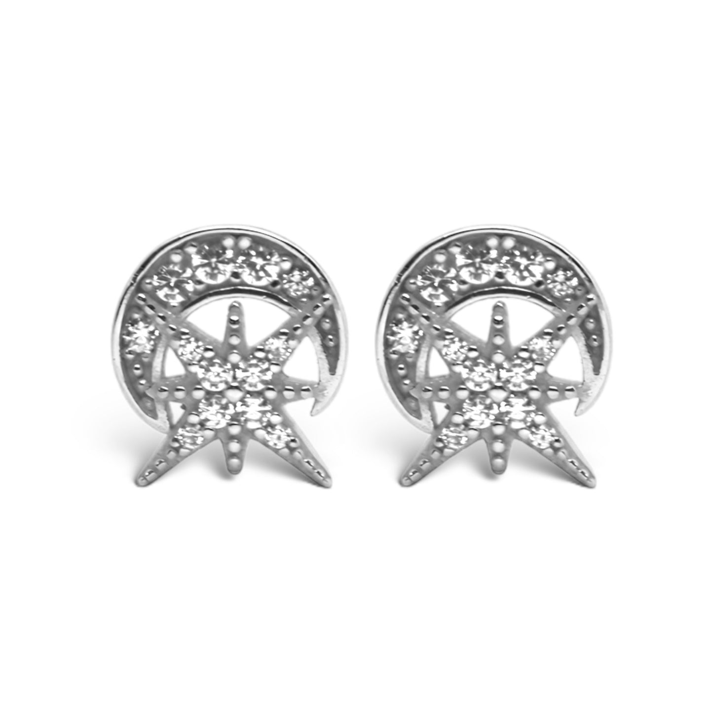 North Star / Crescent Post Earrings - Allyanna Gifts