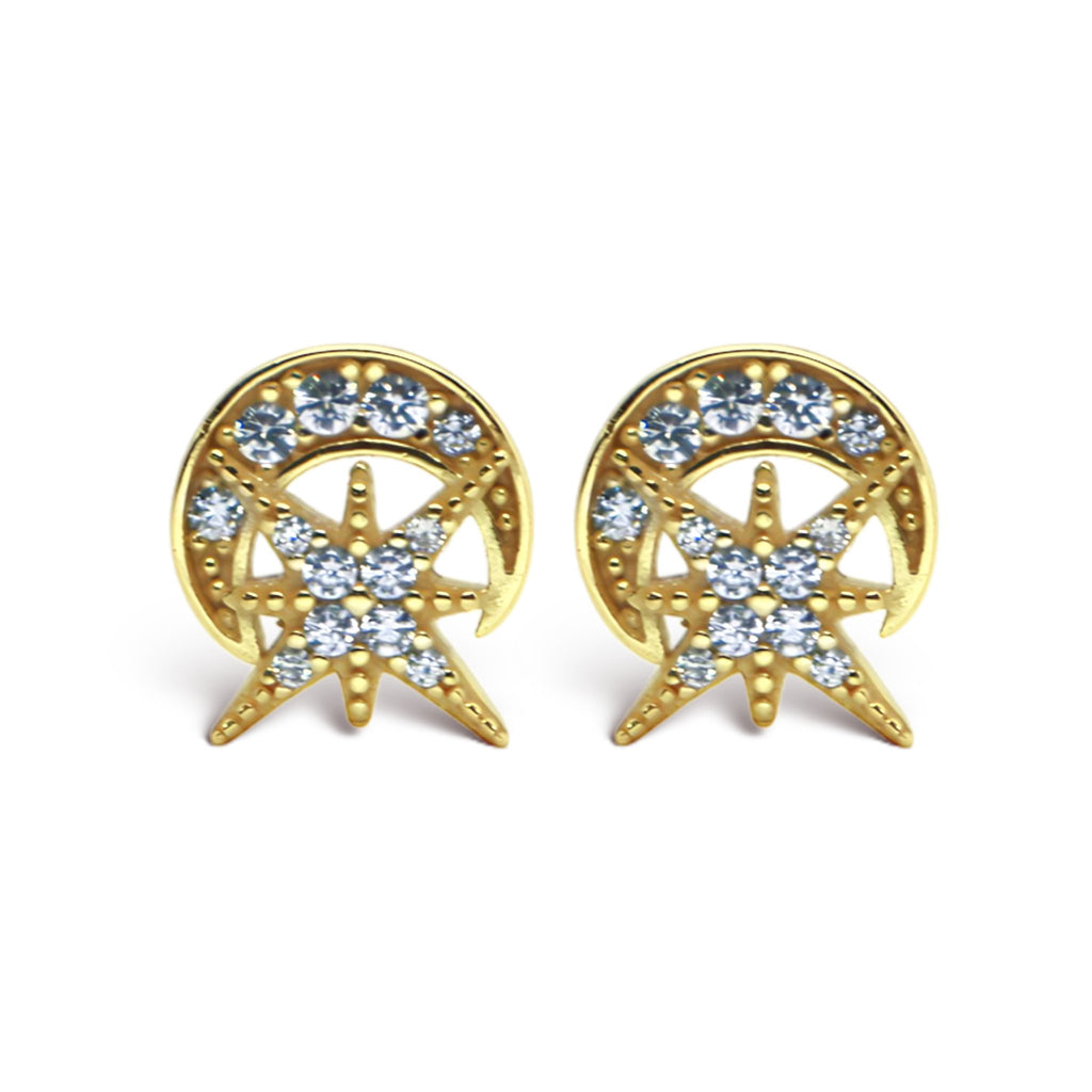 North Star / Crescent Post Earrings - Allyanna Gifts