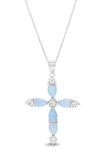 Opal Cross Necklace - Allyanna Gifts