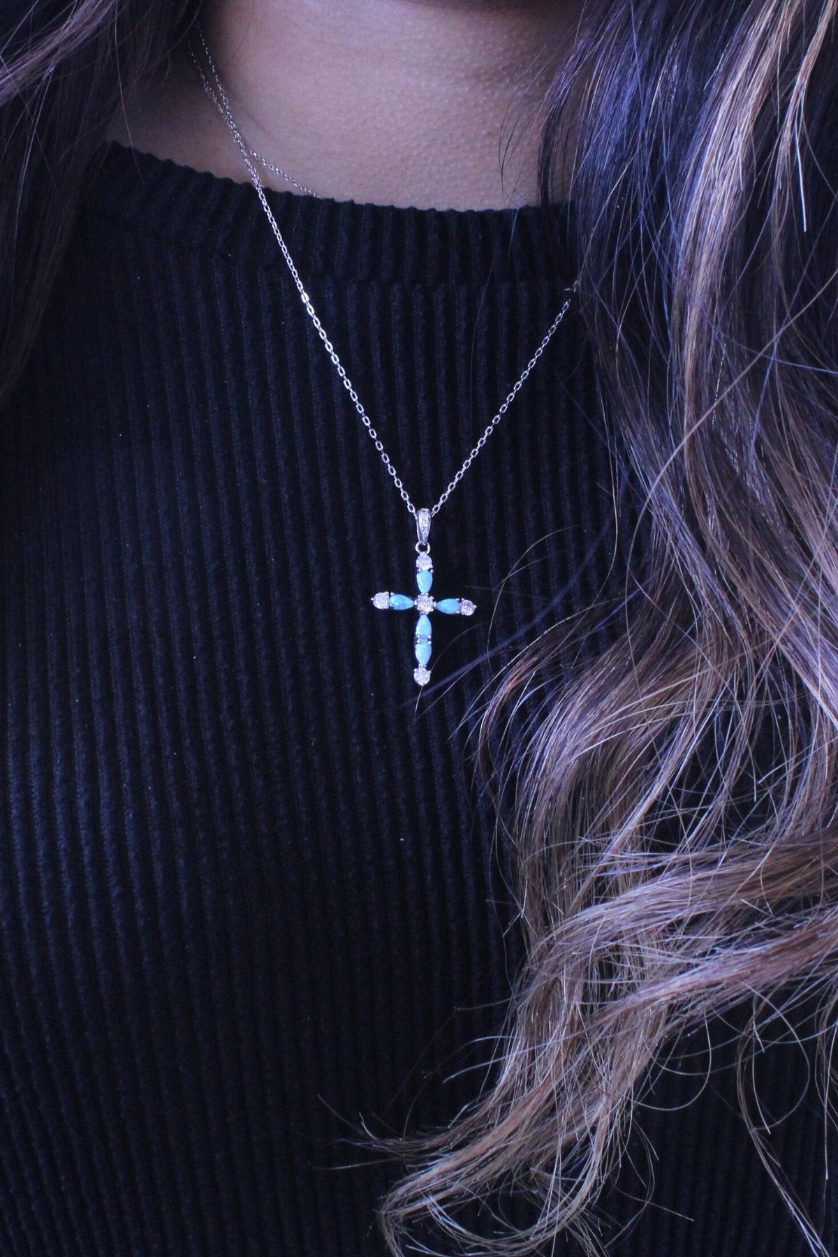 Opal Cross Necklace - Allyanna Gifts