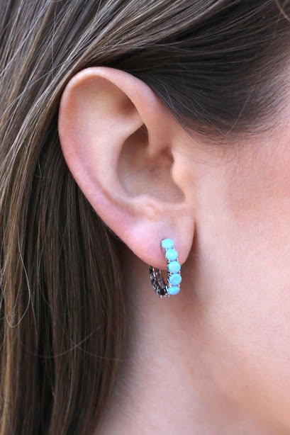Opal/Cz Stone Double Sides Hoop Earrings - Allyanna GiftsEARRINGS