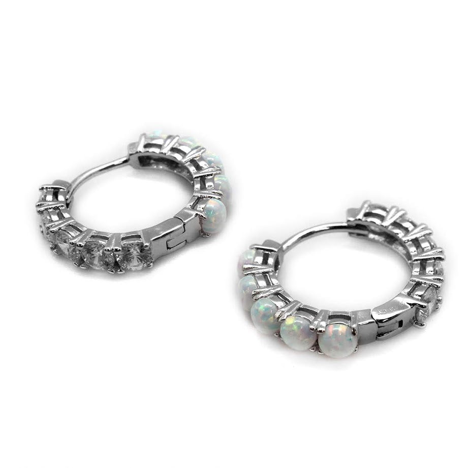 Opal/Cz Stone Double Sides Hoop Earrings - Allyanna GiftsEARRINGS